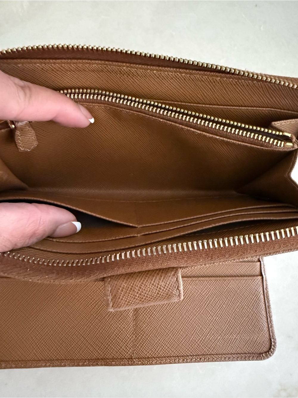Prada Chocolate Brown Saffiano Zip Wallet with Gold Logo - Picture 12 of 15